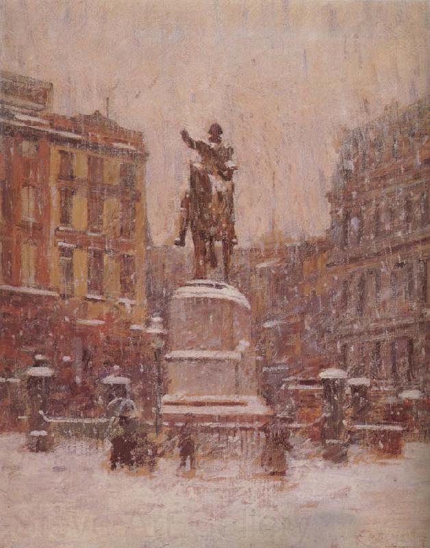 Theodore Robinson Union Square in Winter France oil painting art